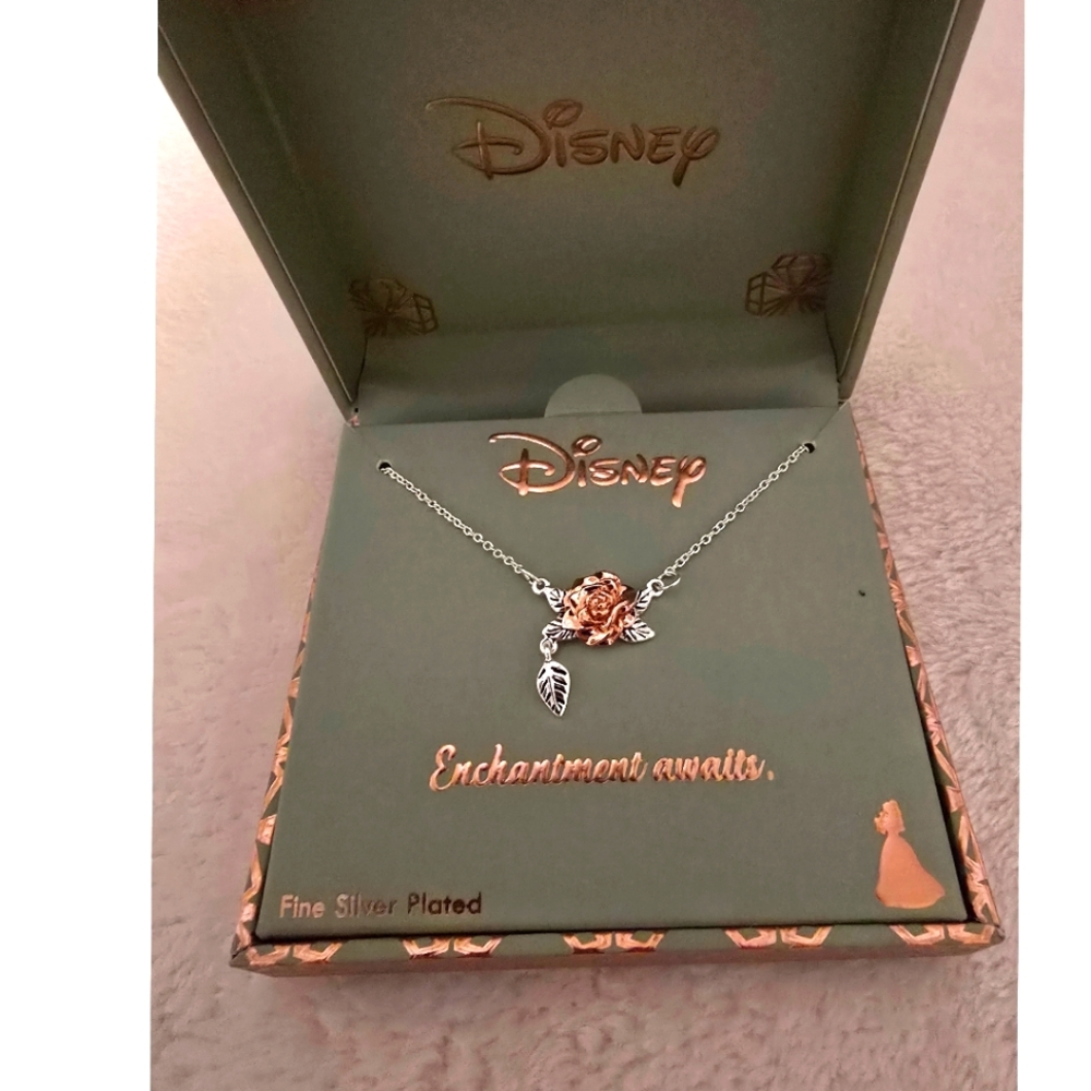 Disney Princess Beauty and the Beast Rose Enchantment Awaits Necklace